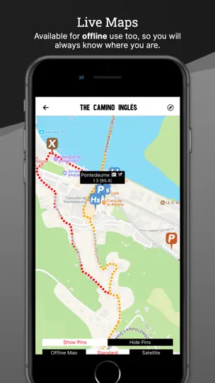 Captura de pantalla de Wise Pilgrim Camino Inglés en iPhone 7