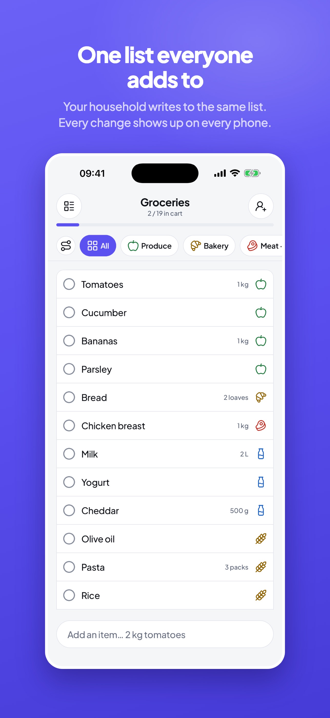 Screenshot 1 of Tik8: Shared Grocery List