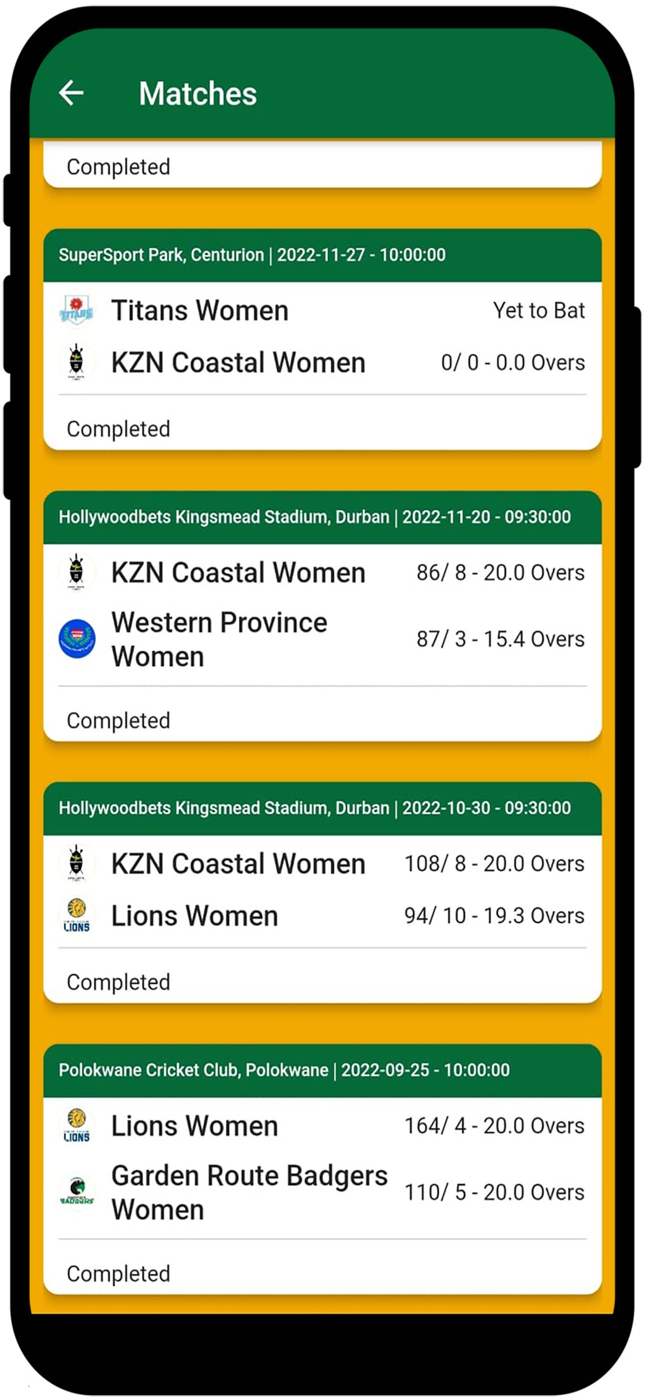 CSA Cricket Scoring App