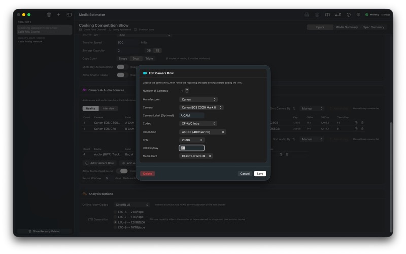 Media Estimator screenshot
