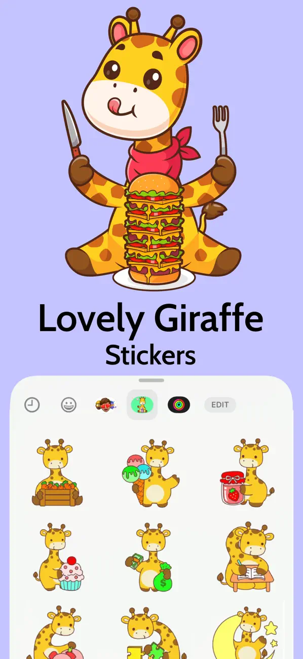 Screenshot #1 pour Lovely Giraffe Stickers