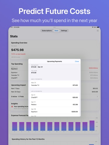 SubSave: Subscription Reminder iPad screenshot