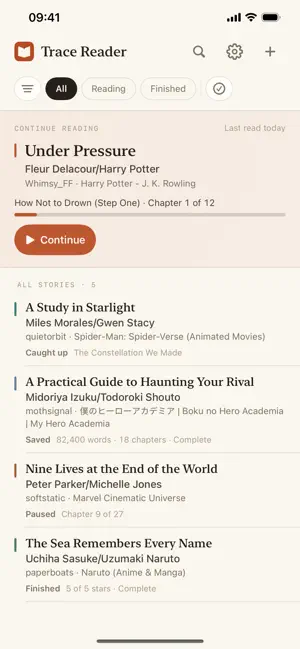 Trace: Unofficial AO3 Reader screenshot 1