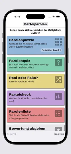 Screenshot von Parteiparolen Quiz & Puzzle auf dem iPhone 6
