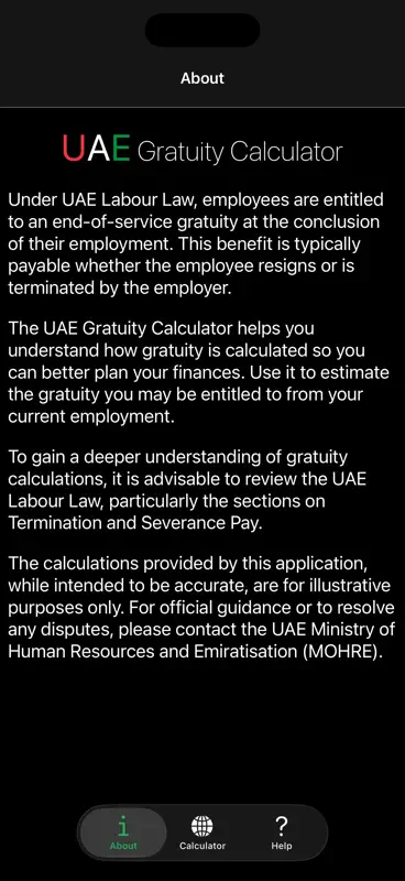 UAE Gratuity Calculator screenshot 3 of 4
