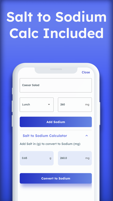 Sodium Tracker - Daily Log Screenshot