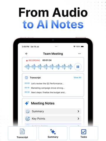 AI Note Taker - Transcription iPad screenshot