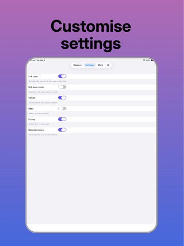 Barcode Reader-quickscan iPad screenshot