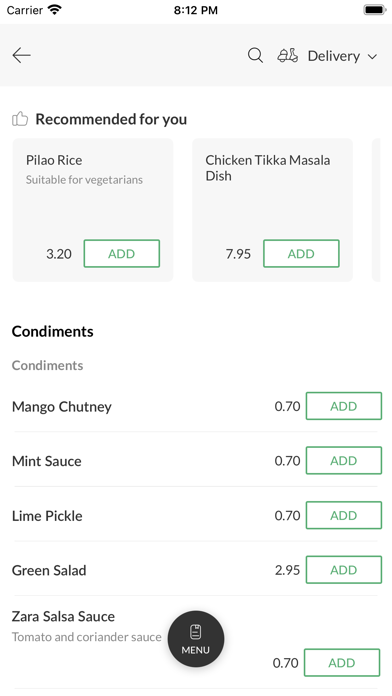 Zara Indian Takeaway. Screenshot