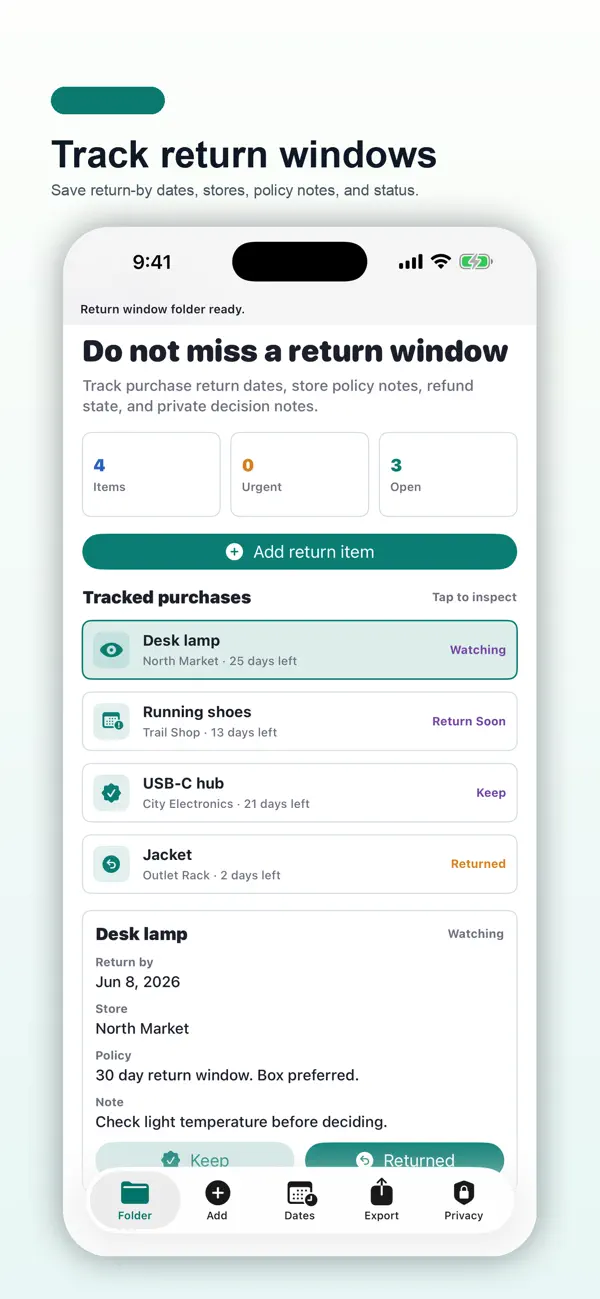 Screenshot #1 pour Return Window Folder