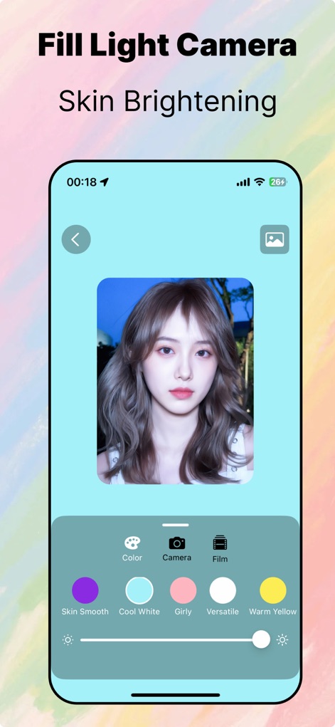 CamFusion - Dual Camera 视频抽帧截图 - Esta herramienta incluye una cámara con luz de relleno y filtros dedicados, como 'Skin Smooth' y 'Warm Yellow', que realzan la piel y mejoran la iluminación en retratos.