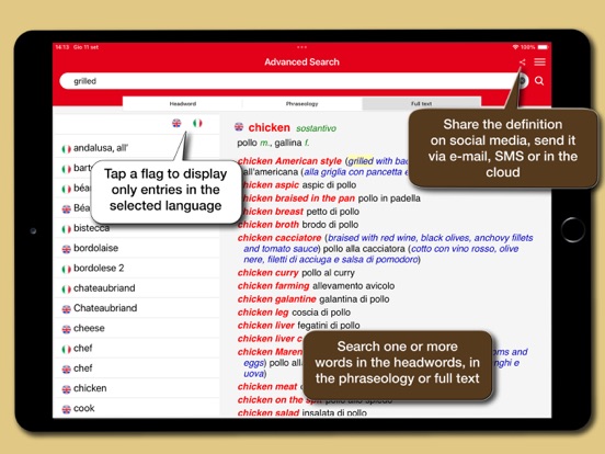 Dizionario di Gastronomia iPad screenshot