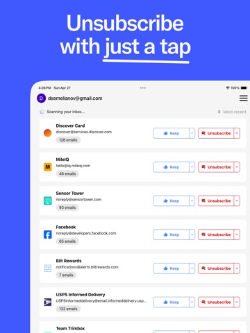 Trimbox: Email Cleaner iPad screenshot
