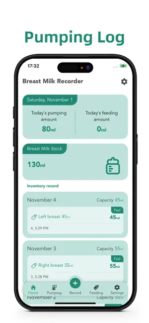 Milk Tracker - Pump & Feed Log screenshot 1