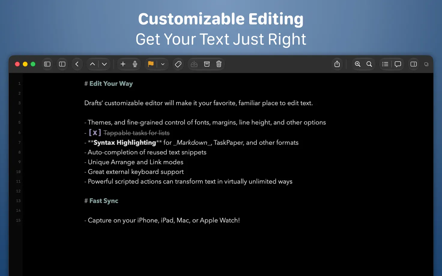 Drafts, App Store screenshot 2