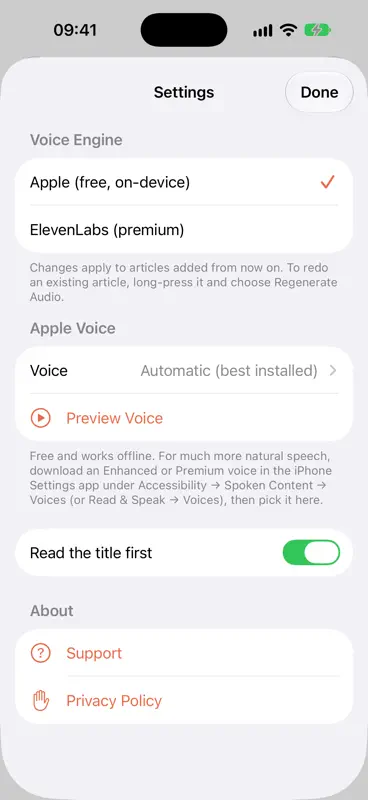 Read2Me: Articles to Audio screenshot 5 of 5