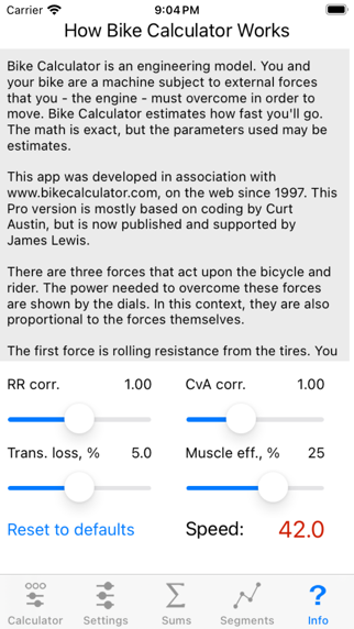 Bike Calculator Pro Screenshot