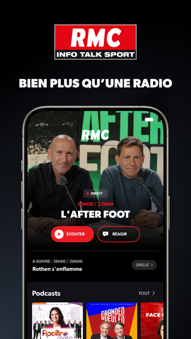 Screenshot #1 pour RMC Radio: podcast, info, foot