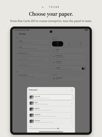 think - E-ink RSS Feed Reader iPad screenshot