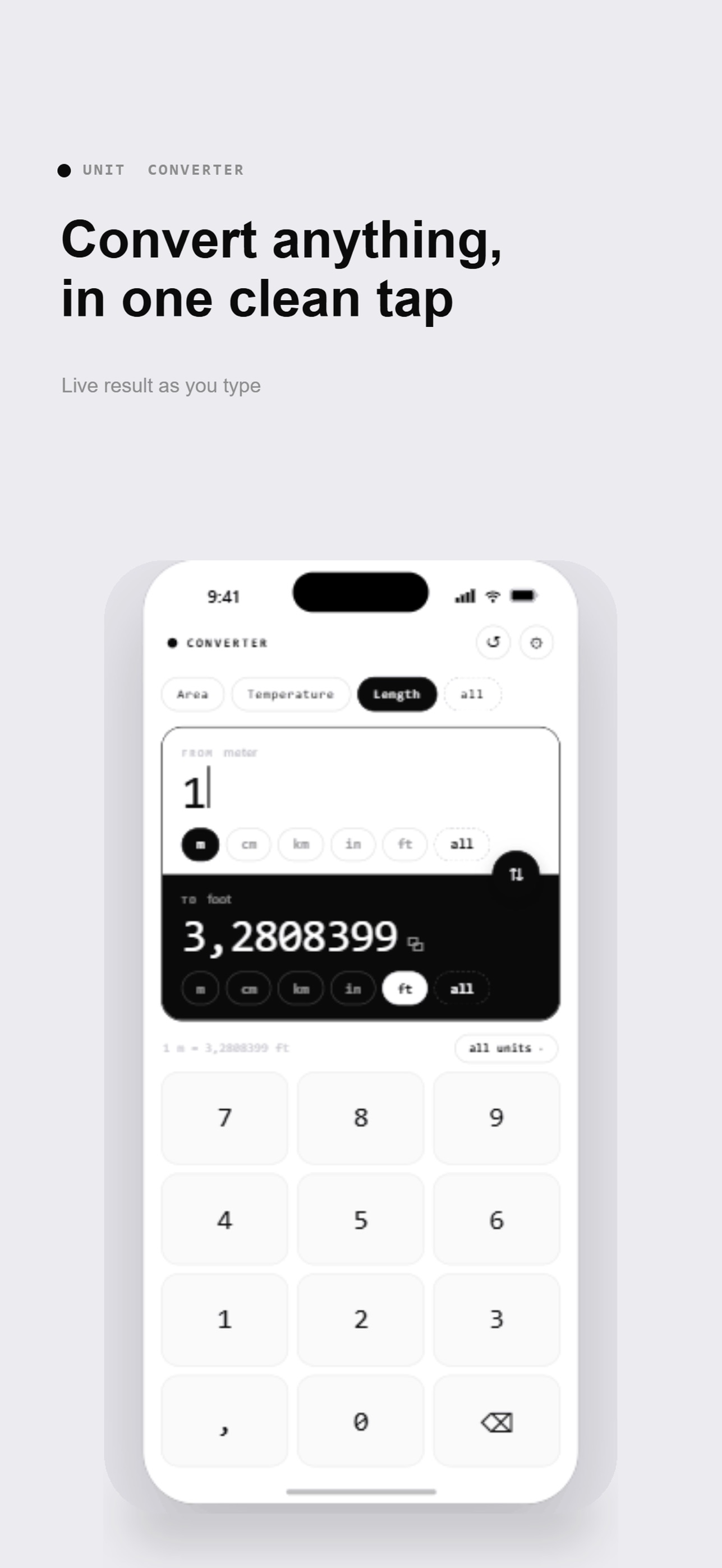 Screenshot 1 of UniCon: Unit Converter