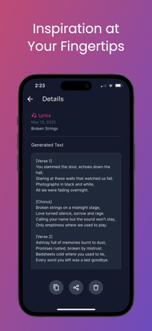AI Lyrics Generator screenshot