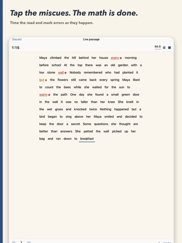 Running Record & ORF Calc iPad screenshot
