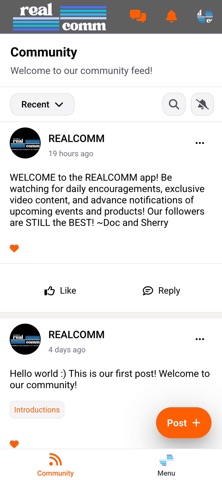 REALCOMM COMMUNITY iPhone screenshot