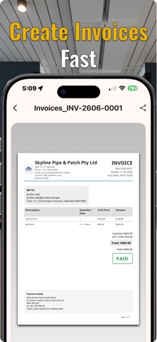 SkySubmit: Invoice Maker iPhone screenshot