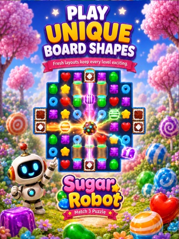 Sugar Robot: Match 3 Puzzle iPad screenshot