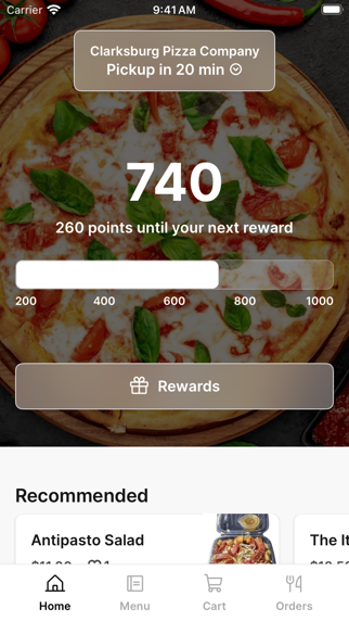Clarksburg Pizza app screenshot