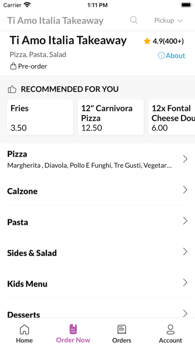 Ti Amo Italia Takeaway Screenshot