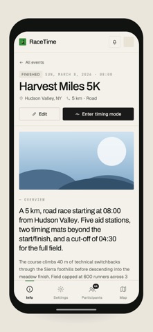 Manage race with RaceTime Screenshot 2 of 5
