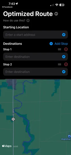 Screenshot von Optimized Route auf dem iPhone 1
