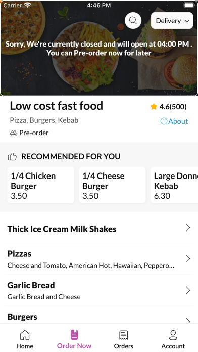 Low cost fast food Screenshot