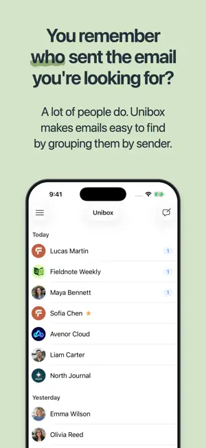 Unibox – Email by sender screenshot 1