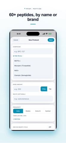 Prof. Peptide Protocol Tracker Screenshot 2 of 6