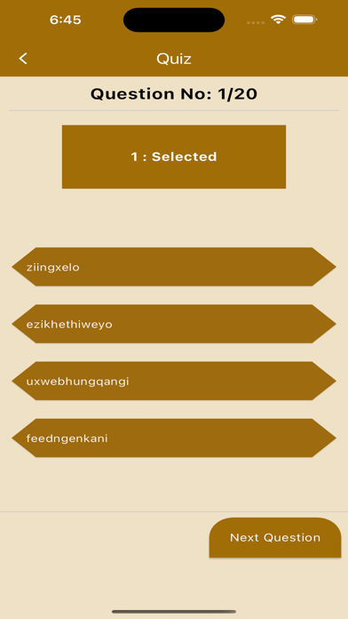 English Xhosa Dictionary Quiz Screenshot