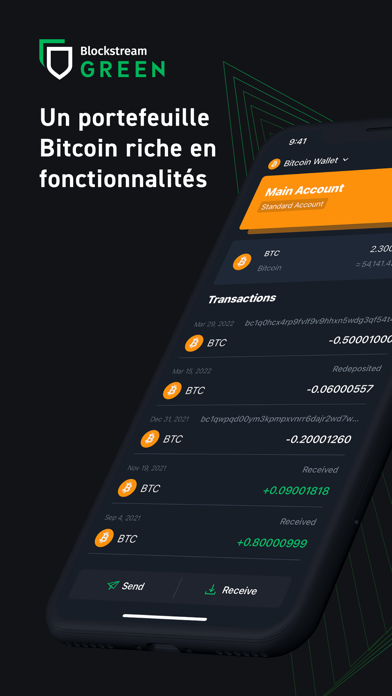Screenshot #1 pour Blockstream BTC Wallet (Green)