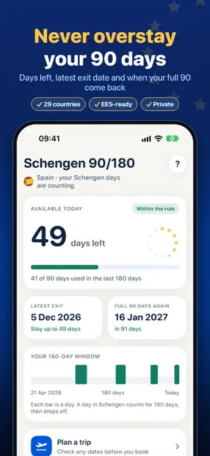 Simple Schengen Calculator 180 screenshot 1