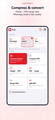 LightDocs Compress PDF, Photos Screenshot 2 of 8