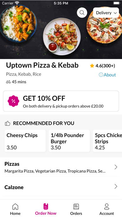 Uptown Pizza & Kebab. Screenshot