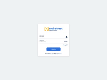 Mainstreet Credit Union iPad screenshot
