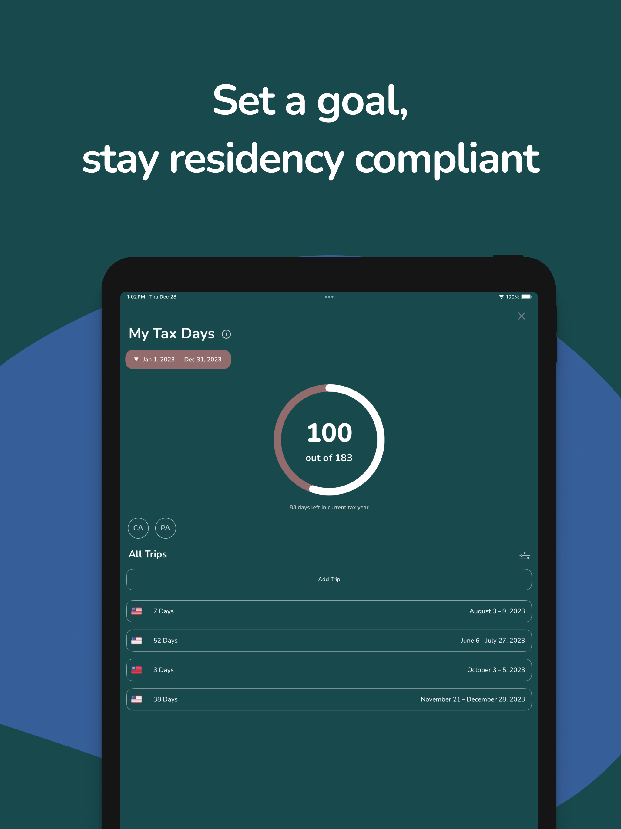 Pebbles: Tax & Visa Tracker
