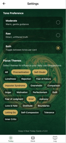Keep It Real Today Cards screenshot