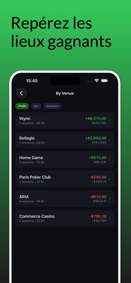 Poker Tracker: Carnet Bankroll — capture d'écran iPhone 4
