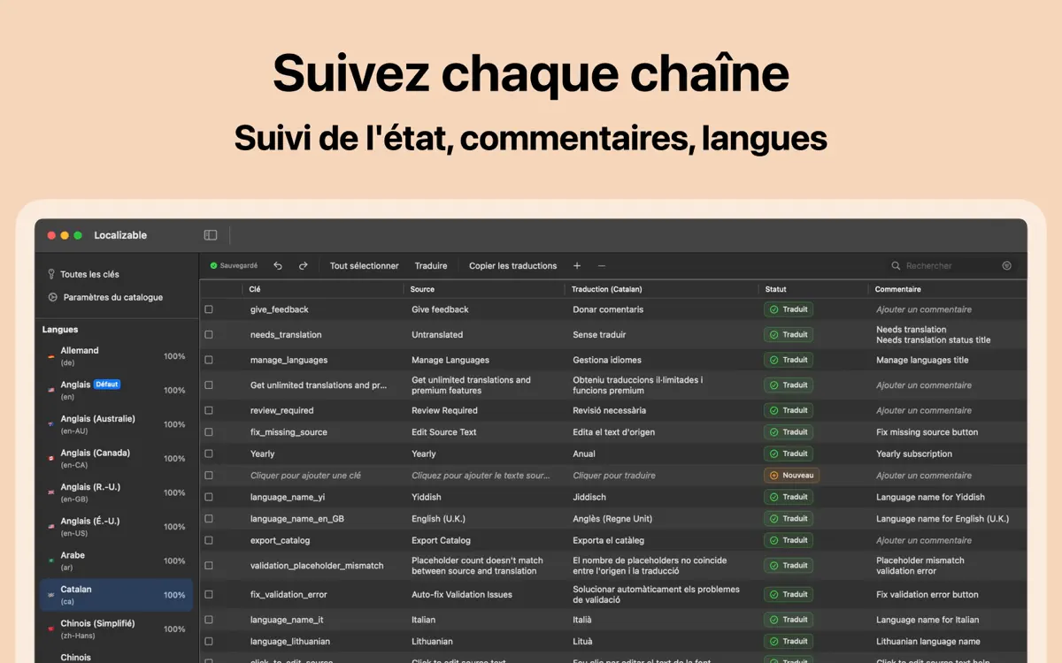 Xlocalize sur Mac : capture d’écran 2 sur 4