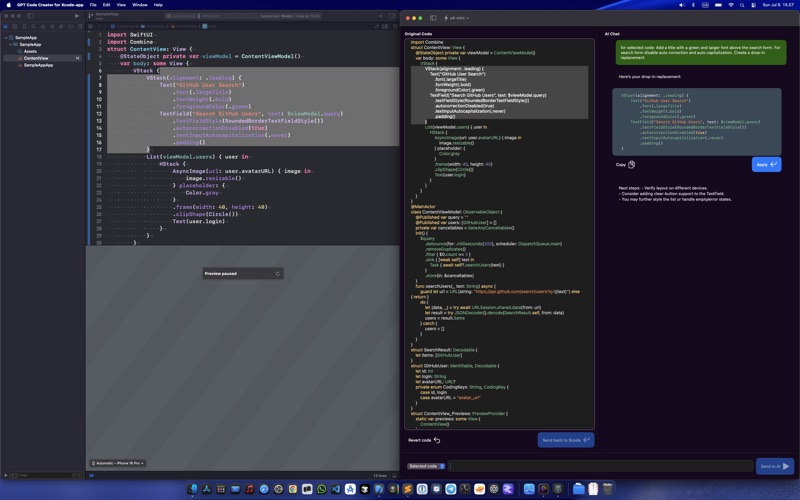 AI Vibe Coding for Xcode iPhone screenshot