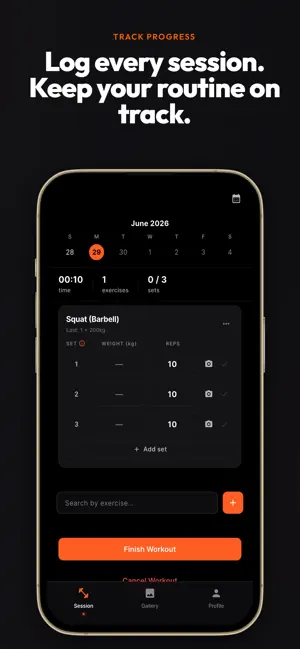 WaveLift: Workout Log & Video screenshot 2