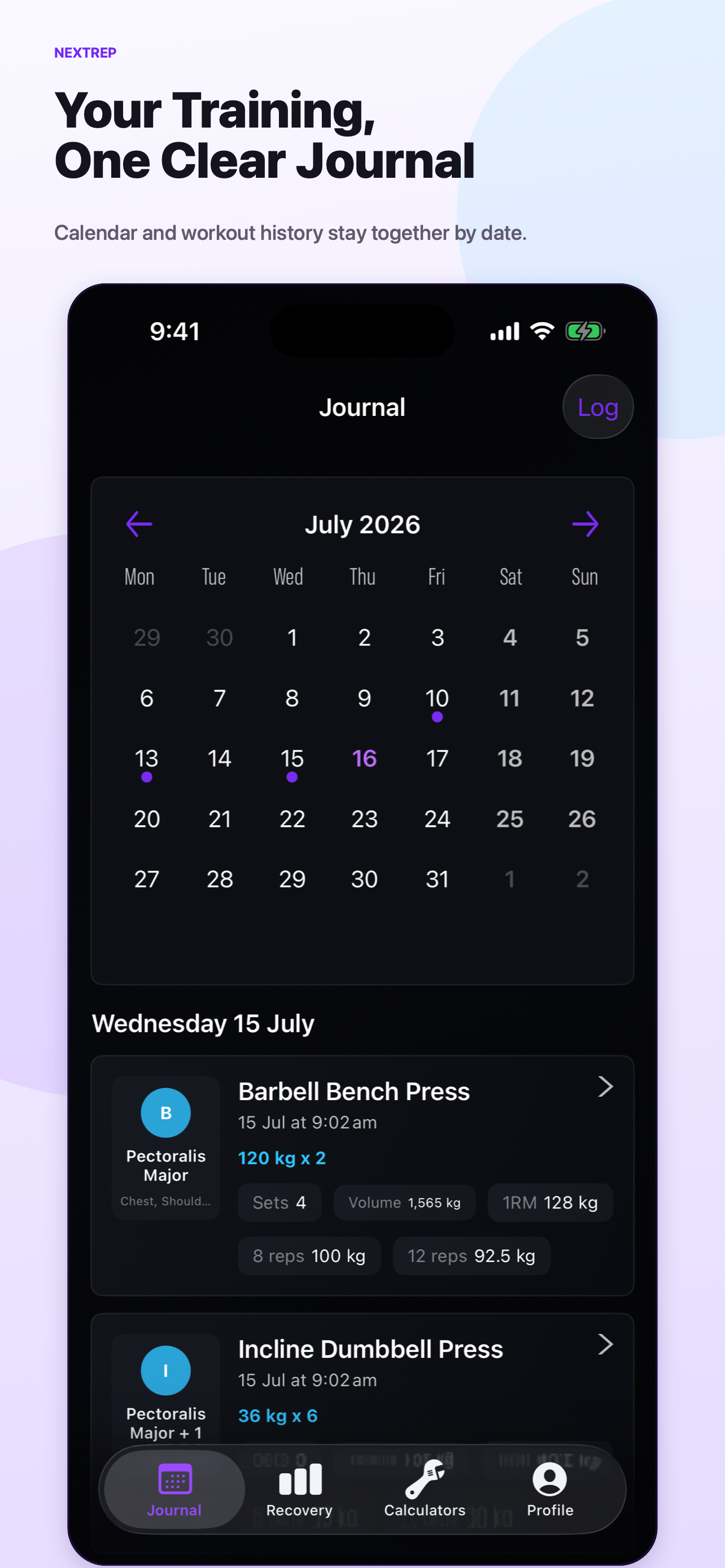NextRep: Gym Journal screenshot 2