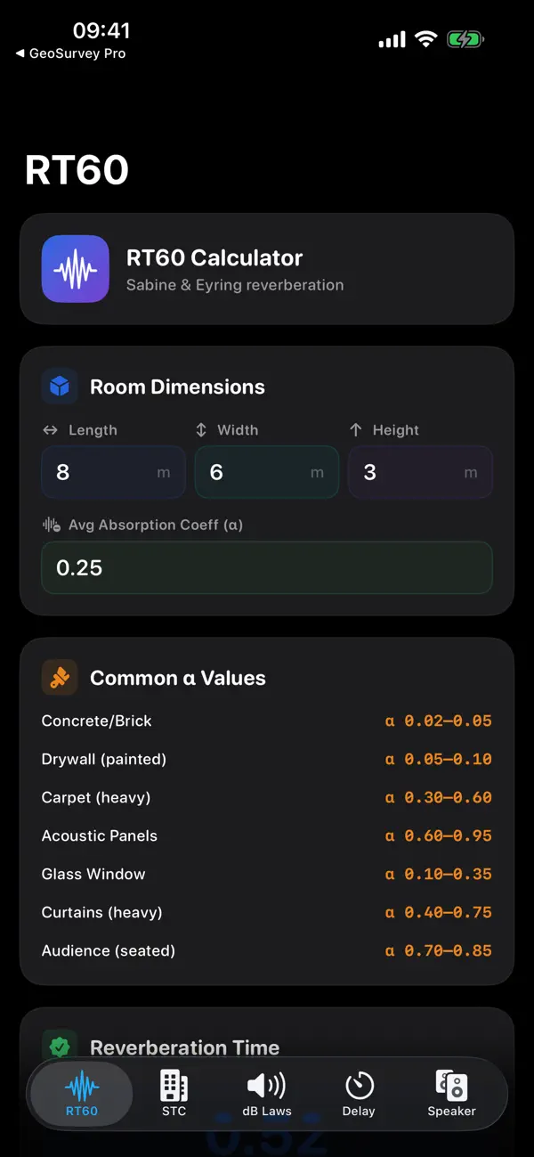 Screenshot #1 pour AcoustiCalc Pro